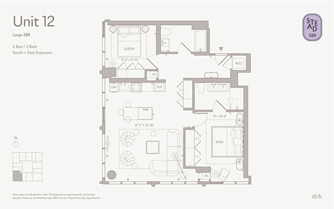 Floor plan for 2 beds, 2 baths, 1095 sqft